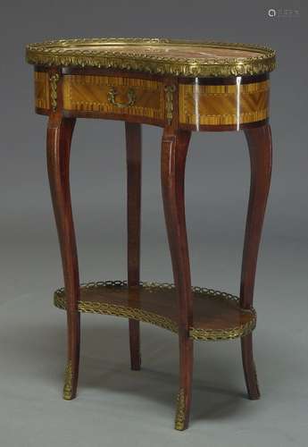 A Louis XV style kidney shaped and gilt metal mounted side table, late 20th Century, the