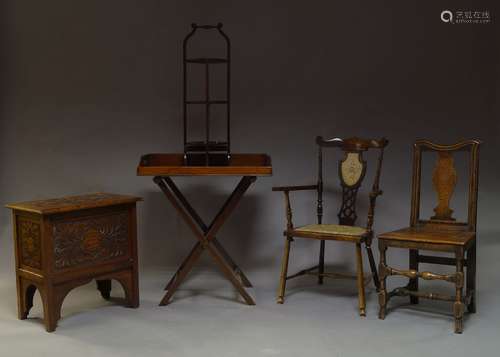 A George III style mahogany butler's tray on stand, second half 20th Century, the tray with raised