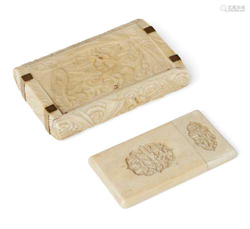 A Japanese carved ivory cigarette case, late 19th/early 20th century, of rectangular form,