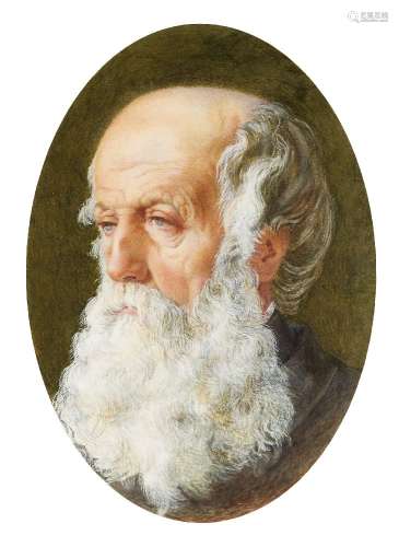 British School, mid-19th century- Portrait of an elderly man; watercolour heightened with white,