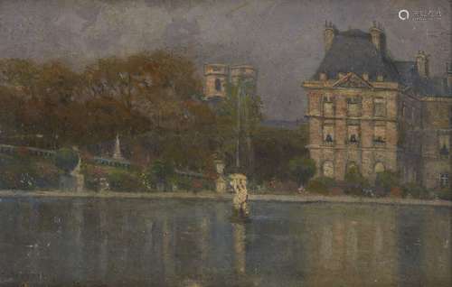 Anna Gardiner, British act 1900-1930- The Palais du Luxembourg and the Eglise de St Sulpice; oil