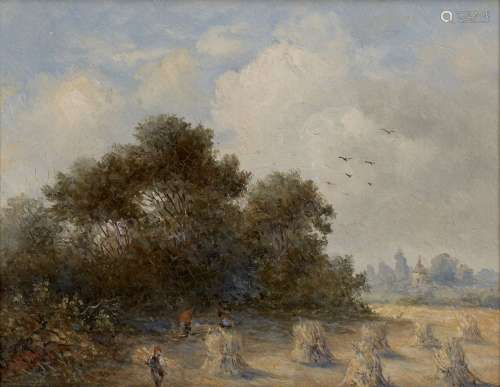 Henry Maurice Page, British 1845-1908- Harvest Scene; oil on board, signed and dated '76,