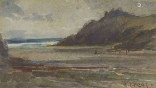 Sidney James Beer, British 1875-1952- Coastal view; watercolour, signed, 8x14cm (ARR) Provenance: