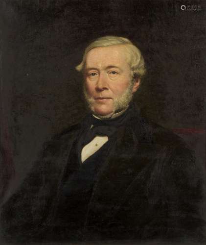 British School, mid-19th century- Portrait of a gentleman, quarter-length, turned to the left,