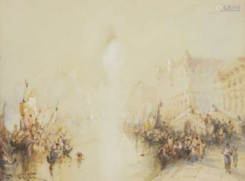 Frank Wasley, British 1848-1934- Venetian scene; watercolour, 22x30cmPlease refer to department