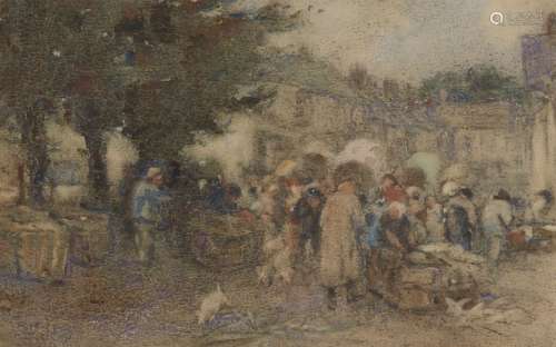Nathaniel Hughes John Baird ROI, British 1865-1936- The Pig Market, Montreuil; watercolour, 16.