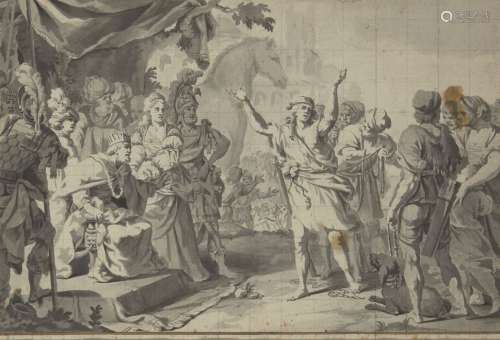 French School, late 18th/early 19th century- Cassandra warning King Priam not to admit the Greek's