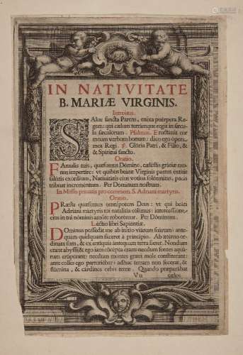 Guillaume Vallet, French c. 1634-1704- Frontispeice: In Nativitate, b. Mariae Virginis, After
