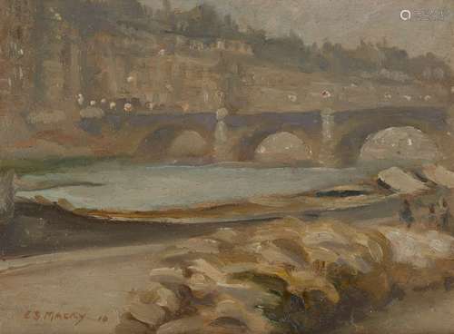 Eric Spencer Macky, New Zealand 1880-1958- View of Paris dans le Seine; oils on board, a pair,