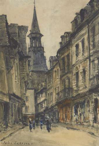 Jules Lessore RI, French/British 1849-1892- Ornan, (Brittany), or Jura Brittany; watercolour,