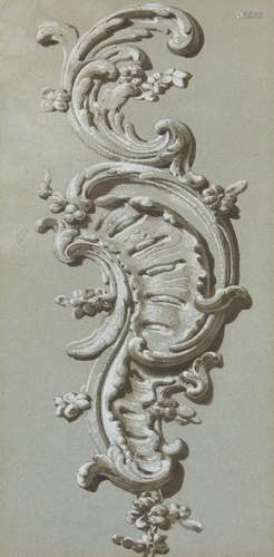 French School, mid-late 19th century- Design for a stucco decoration in the rococo style;