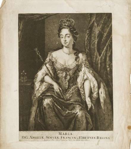 After Nicolaes Visscher Jnr, Dutch 1649-1702- Maria, D.G. Angliae, Scotiae, Franciae et Hiberniae