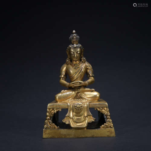 A gilt-bronze statue of the Buddha of Immeasurable Life