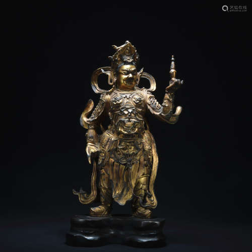 A gilt-bronze statue of Great Brahma King