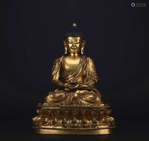 A gilt-bronze statue of Amitabha