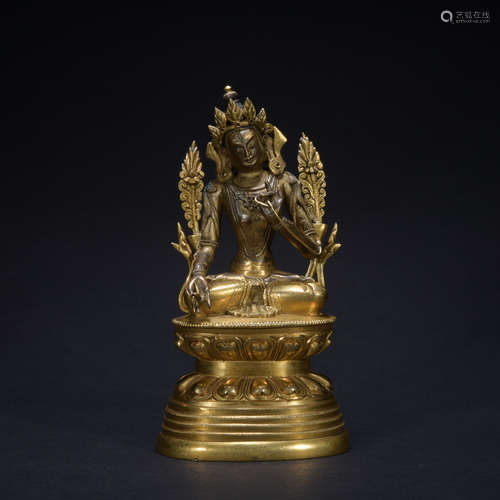 A gilt-bronze statue of Drolma