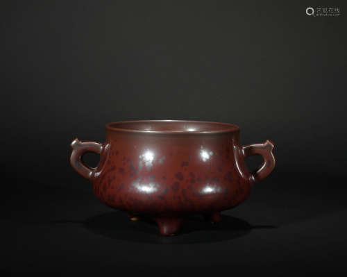 A brown glaze stippling incense burner