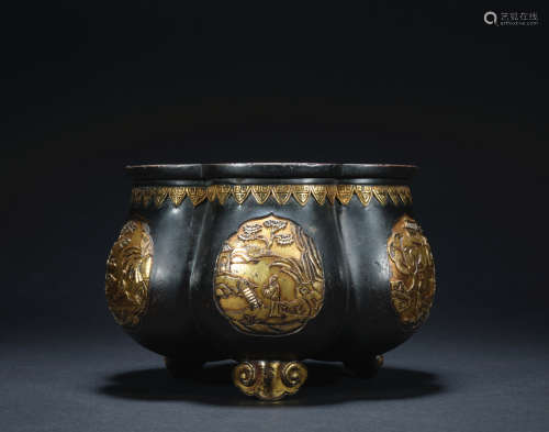A gilt-bronze incense burner