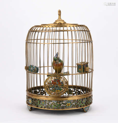 A Cloisonne enamel 'dragon' birdcage