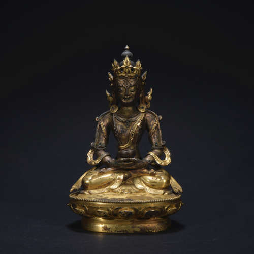 A gilt-bronze statue of the Buddha of Immeasurable Life