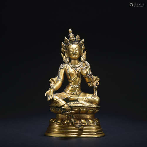 A gilt-bronze statue of Avalokiteshvara