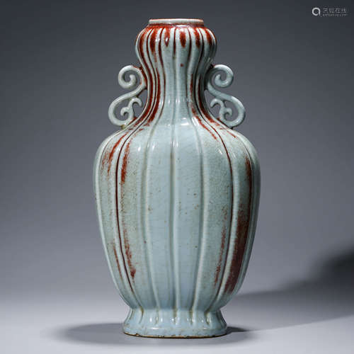 A CHINESE POCELIAN FLAMBE-GLAZED VASE MARKED QIAN LONG