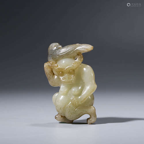 A CHINESE JADE EAGLE AND BEAR