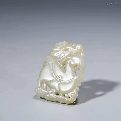 A CHINESE WHITE JADE RAM PENDANT