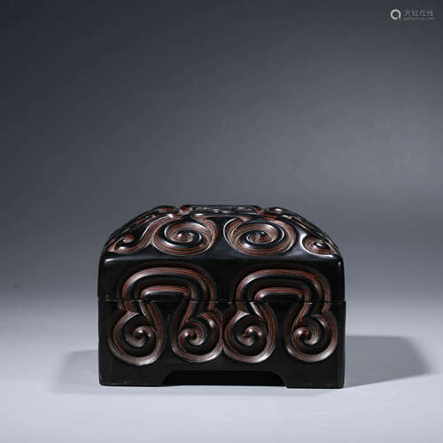 A CHINESE CINNABAR RUYI BOX AND COVER