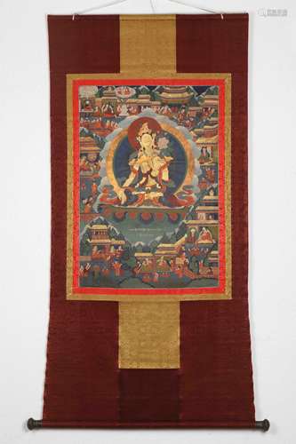 A CHINESE THANGKA OF PADMAPANI