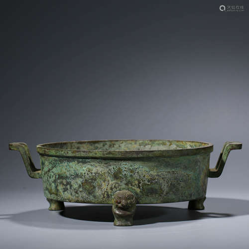 A CHINESE BRONZE TRIPOT FIRE BASIN