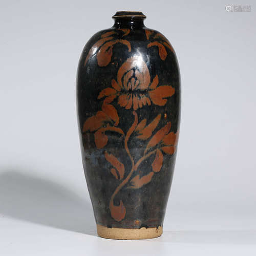 A CHINESE BLACK-GLAZED LOTUS VASE, MEIPING