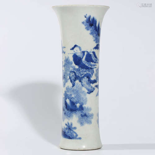 A CHINESE BLUE AND WHITE PEOPLE AND TOAD VASE