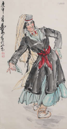 A CHINESE SROLL PAINTING BY HUANG ZHOU
