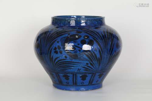 Yuan, blue and white with blue fish algae pattern