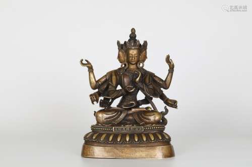 18TH Gilt bronze eight-armed Buddha