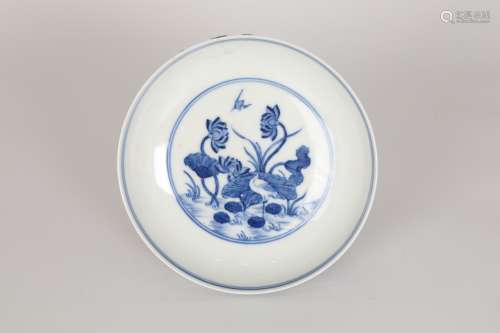 Qing, blue and white glaze plate