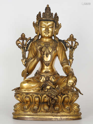 16th century, gilt bronze Manjushri