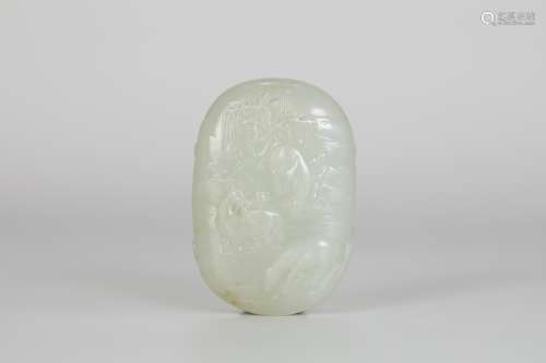 19th century, Hetian jade original stone pendant