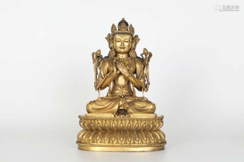 17th century, gilt bronze Buddha statue
