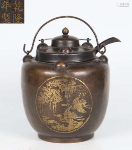 QIANLONG MARK COPPER WINE POT