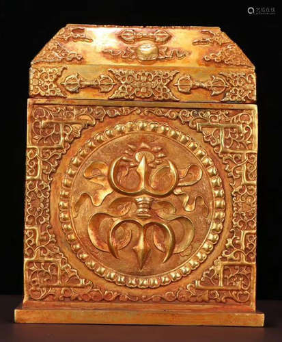 GILT BRONZE AUSPICIOUS PATTERN BOX