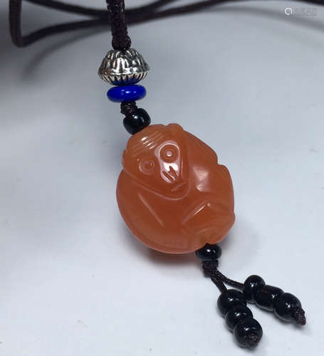 AGATE MONKEY PATTERN PENDANT