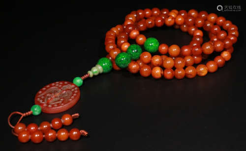 BEESWAX 108 BEADS NECKLACE WITH QIUJIAO