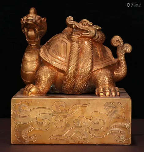 GILT BRONZE XUANWU BEAST SEAL