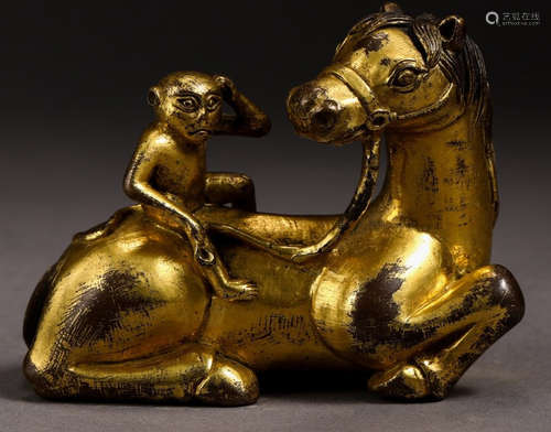 GILT BRONZE HORSE&MONKEY SHAPE PENDANT