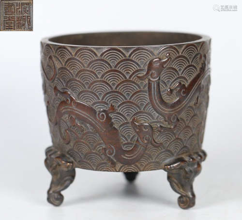 COPPER DRAGON PATTERN CENSER