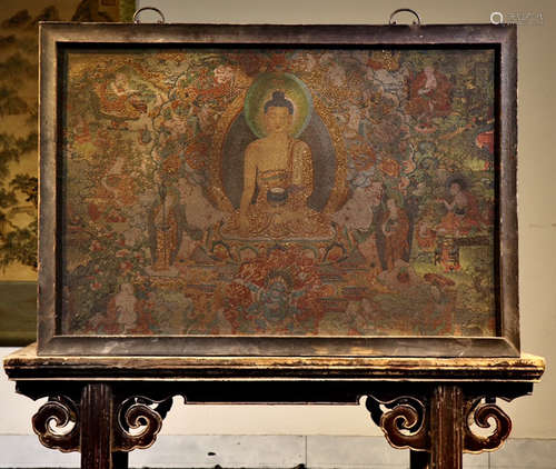 SILK BUDDHA PATTERN THANGKA