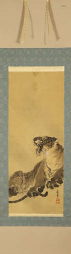 TIGER PATTERN PAINTING HANGING SCROLL