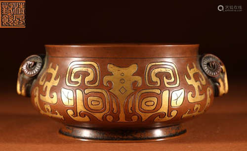 GILT BRONZE BEAST PATTERN CENSER